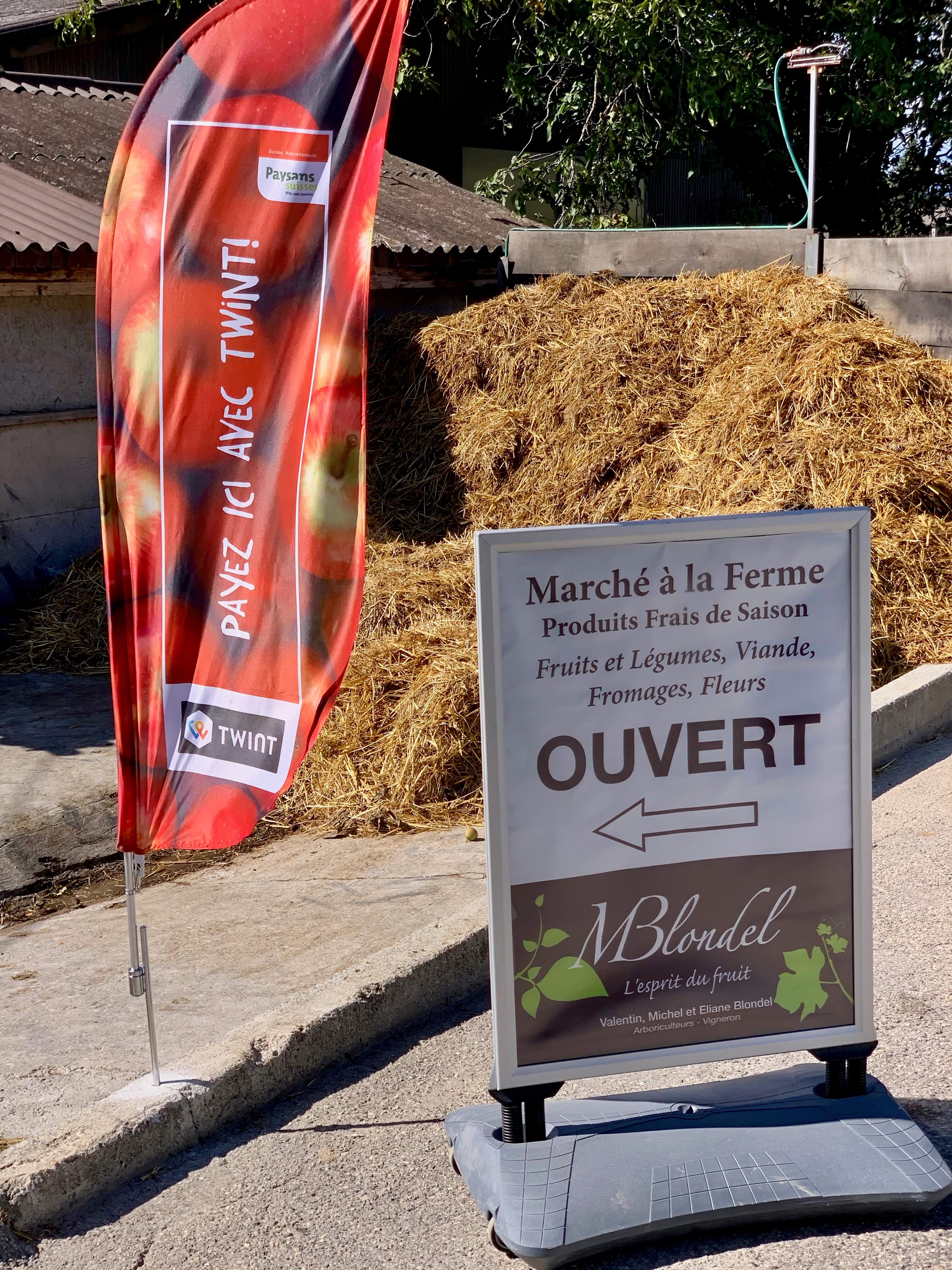 Tous les vendredis après midi, de 14h00 à 18h30, la famille Blondel vous accueille à la ferme pour vous proposer des produits locaux de Production Intégrée (PI). Vous trouverez des fruits et des légumes de la région, mais également de la viande ainsi que des produits laitiers. Venez nous rendre visite !